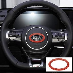 img 4 attached to 💎 Kia Compatible Red Shiny Crystal Diamond Steering Wheel Bling Accessory by TopDall