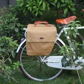 img 2 attached to Tourbon Canvas Cycling Bicycle Pannier Задняя сумка для багажника (водонепроницаемая, свернутая) (хаки)