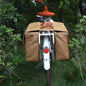 img 1 attached to Tourbon Canvas Cycling Bicycle Pannier Задняя сумка для багажника (водонепроницаемая, свернутая) (хаки)