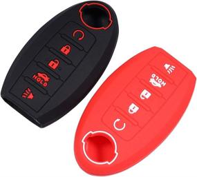 img 3 attached to Lcyam Silicone Key Fob Cover: Ultimate Protection for Nisan Altima Maxima Kicks Murano Pathfinder Armada Patrol (2Pcs, Black Red)