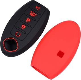 img 1 attached to Lcyam Silicone Key Fob Cover: Ultimate Protection for Nisan Altima Maxima Kicks Murano Pathfinder Armada Patrol (2Pcs, Black Red)