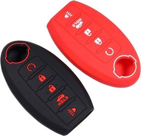 img 2 attached to Lcyam Silicone Key Fob Cover: Ultimate Protection for Nisan Altima Maxima Kicks Murano Pathfinder Armada Patrol (2Pcs, Black Red)