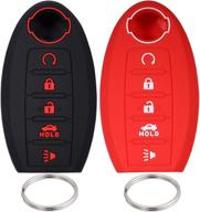 lcyam silicone key fob cover: ultimate protection for nisan altima maxima kicks murano pathfinder armada patrol (2pcs, black red) logo