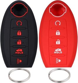 img 4 attached to Lcyam Silicone Key Fob Cover: Ultimate Protection for Nisan Altima Maxima Kicks Murano Pathfinder Armada Patrol (2Pcs, Black Red)