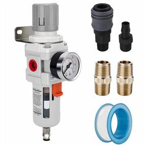 img 4 attached to NANPU Compressed Air Filter Regulator Combo: Brass Element, Semi-Auto Drain, 0-150 Psi Gauge, And More