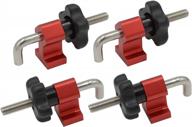 set of 4 aluminum alloy woodworking clamps for precision woodworking on benches, saws and routers. logo