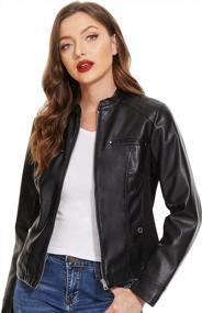 img 4 attached to Fahsyee Women'S Faux Leather Motorcycle Jacket - Chic And Slim-Fitted Outwear For Bikers