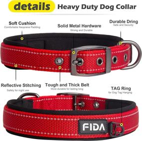 img 2 attached to 🐶 Fida Heavy Duty Dog Collar: Comfortable Soft Neoprene Padded, Reflective Nylon Adjustable Pet Collar with Durable Metal Belt Buckle - Suitable for Small to X-Large Breeds