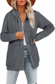 img 4 attached to Women'S Oversized Shacket Cardigan With Hoodie For Fall/Winter - Casual Button-Down Coat/Jacket Sweater By ZXZY