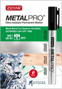 img 2 attached to ZEYAR Permanent Markers, Chisel Tip Medium Point, Waterproof & Smear Proof Ink, Aluminum Barrel Markers, Quick Drying (6 Black Color)