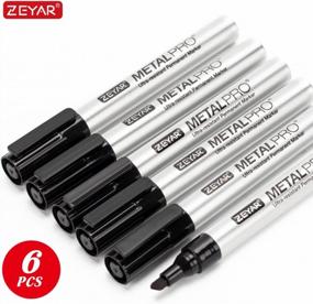 img 3 attached to ZEYAR Permanent Markers, Chisel Tip Medium Point, Waterproof & Smear Proof Ink, Aluminum Barrel Markers, Quick Drying (6 Black Color)