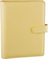 antner a5 pu leather binder 6-ring notebook binder cover for a5 filler paper, refillable a5 personal planner budget binder with magnetic buckle closure, yellow logo