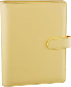 img 4 attached to Antner A5 PU Leather Binder 6-Ring Notebook Binder Cover For A5 Filler Paper, Refillable A5 Personal Planner Budget Binder With Magnetic Buckle Closure, Yellow