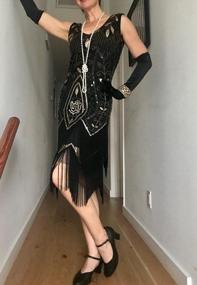 img 1 attached to Art Deco Sequin Fringe Gatsby Sleeveless Dress For Women - 1920S Flapper Style By Metme