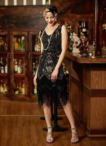 img 3 attached to Art Deco Sequin Fringe Gatsby Sleeveless Dress For Women - 1920S Flapper Style By Metme