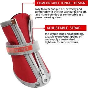 img 1 attached to Protective Winter Snow Shoes for Small Dogs - Splash-Proof, Reflective Strip, Anti-Slip Rubber Sole - Red (4PCS/Set)