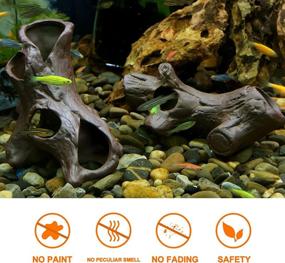 img 3 attached to 🐠 Ceramic LYL LEYOULAND Aquarium Hideaway: Tree Hole Shelter for Fish Tank - Stunning Betta/Shrimp Cave & Cichlid Stone Decoration