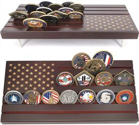 img 4 attached to 6-рядный держатель для монет с военным флагом США - вмещает 36-42 монеты | Деревянная подставка LZWIN