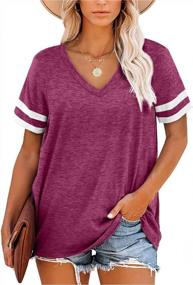 img 4 attached to Summer V-Neck Tops For Women: Stylish Short Sleeve Shirts, Fashionable Blouses, Dressy Tunics, And Casual Camisas De Mujer