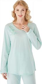img 1 attached to Soft And Comfy Women'S Cotton Pajama Set - Lightweight Long-Sleeve Sleepwear And Lounge-Wear Set From Keyocean