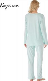 img 3 attached to Soft And Comfy Women'S Cotton Pajama Set - Lightweight Long-Sleeve Sleepwear And Lounge-Wear Set From Keyocean