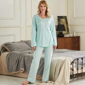 img 2 attached to Soft And Comfy Women'S Cotton Pajama Set - Lightweight Long-Sleeve Sleepwear And Lounge-Wear Set From Keyocean
