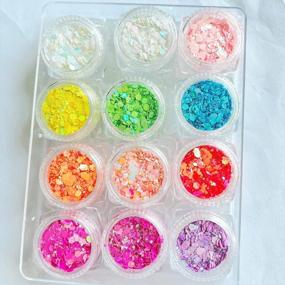 img 3 attached to Iridescent AB Color Glitter Flakes: 24 Shades For Nail Art, Face, Body, And Crafts – AddFavor Neon Sequins And Chunky Nail Glitter