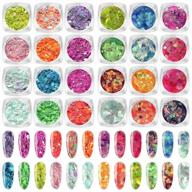 iridescent ab color glitter flakes: 24 shades for nail art, face, body, and crafts – addfavor neon sequins and chunky nail glitter logo