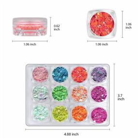 img 1 attached to Iridescent AB Color Glitter Flakes: 24 Shades For Nail Art, Face, Body, And Crafts – AddFavor Neon Sequins And Chunky Nail Glitter