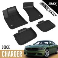 🚗 premium all-weather 3d maxpider floor mats - custom fit for dodge charger rwd 2011-2021 - kagu series (1st & 2nd row, black) logo