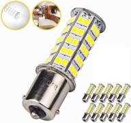 💡 10-pack super bright 6000k-6500k, 1156 1141 1003 ba15s led replacement light bulbs with 68-smd for rv indoor lights logo