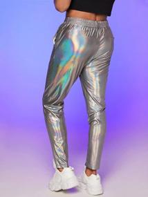 img 3 attached to Men'S Holographic Metallic Pants With Drawstring Waist & Pockets | WDIRARA