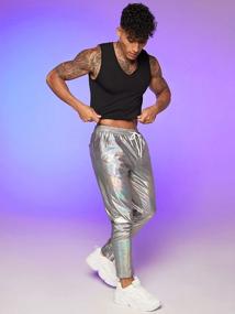 img 1 attached to Men'S Holographic Metallic Pants With Drawstring Waist & Pockets | WDIRARA