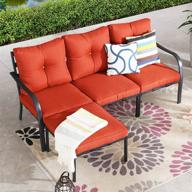 4pcs red outdoor sofa set - patiofestival conversation sectional furniture w/ thick cushion & all weather frme logo