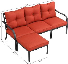 img 3 attached to Набор из 4 красных уличных диванов - PatioFestival Conversation Секционная мебель с толстой подушкой и всепогодным каркасом
