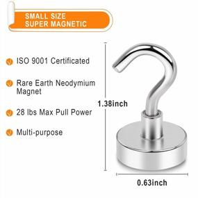 img 3 attached to 6-Pack 28Lbs Heavy Duty Neodymium Magnetic Hooks - Strong Cruise Hanger For Kitchen, Home, Office And Garage