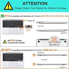 img 3 attached to MOSISO Compatible With MacBook Air 13 Inch Case 2022, 2021-2018 Release A2337 M1 A2179 A1932 Retina Display Touch ID, Plastic Hard Shell&Keyboard Cover&Screen Protector&Storage Bag, Black