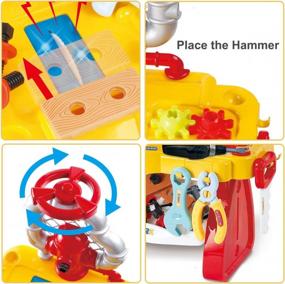 img 1 attached to 🔨 Giving the Perfect Kids Tool Bench Play Set Toy - Gifts2U Workbench with Electric Drill for Endless Pretend Play and Construction Fun!
