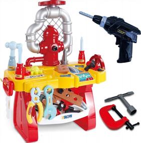 img 4 attached to 🔨 Giving the Perfect Kids Tool Bench Play Set Toy - Gifts2U Workbench with Electric Drill for Endless Pretend Play and Construction Fun!
