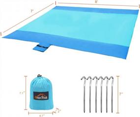 img 2 attached to AnorTrek Sand-Proof Beach Blanket, Ultra-Lightweight And Extra-Large Mat Made From Soft, Durable Material For Beach, Camping, Hiking, And Backpacking With 6 Stakes And 1 Carabiner (X-Large 8' X 7')