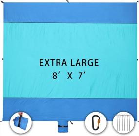 img 4 attached to AnorTrek Sand-Proof Beach Blanket, Ultra-Lightweight And Extra-Large Mat Made From Soft, Durable Material For Beach, Camping, Hiking, And Backpacking With 6 Stakes And 1 Carabiner (X-Large 8' X 7')