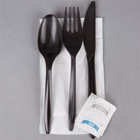 img 2 attached to 250 Disposable Plastic Cutlery Packets - Knife Fork Spoon Napkin Salt Pepper Sets, Black Plastic Silverware Sets Individually Wrapped Cutlery Kits, Bulk Utensil Cutlery Set for To Go, SEO-Optimized