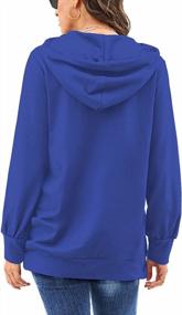 img 2 attached to Women'S Cowl Neck Pullover Top - Long Sleeve Color Block Patchwork Casual Drawstring Blue (Size L)