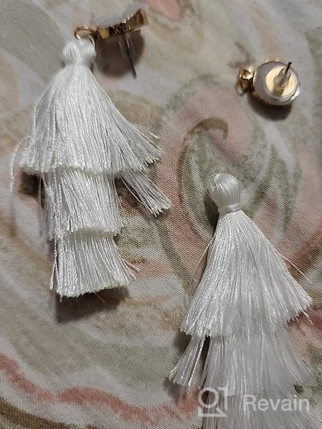 img 1 attached to Bohemian Handmade Rattan Earrings With Tassels And Geometric Details - Lightweight Acrylic Design For Women And Girls - Statement Woven Straw Wicker Hoop Drop Dangle Earrings In Pairs - Hazms 4-9 review by Seth Bushey