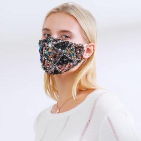 img 3 attached to Shimmer And Shine: 3-Pack Sparkly Sequin Cotton Face Masks For Women - Breathable, Reusable, And Fashionable!