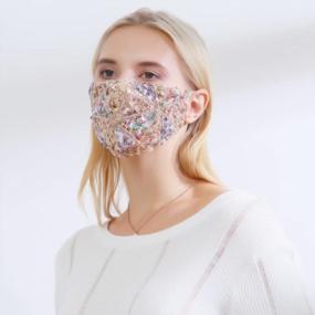 img 2 attached to Shimmer And Shine: 3-Pack Sparkly Sequin Cotton Face Masks For Women - Breathable, Reusable, And Fashionable!