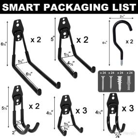 img 2 attached to 🔧 Organize Your Garage Easily with 14-Pack Heavy Duty Garage Hooks & Hangers: Wall Mount Utility Double Hooks with Bike Hook for Tools, Bulky Items, Chairs, Ladders & Bikes - Anti-Slip Coating, Black