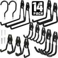 🔧 organize your garage easily with 14-pack heavy duty garage hooks & hangers: wall mount utility double hooks with bike hook for tools, bulky items, chairs, ladders & bikes - anti-slip coating, black logo