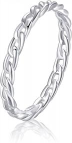 img 4 attached to Минималистичные кубинские кольца-цепочки: кольца из стерлингового серебра для среднего и большого пальцев
