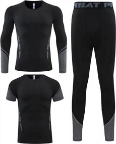 img 3 attached to Get Fit And Look Great With BOOMCOOL Men'S Workout Clothes - Compression Pants, Shirts, And Jackets For Gym And Outdoor Activities